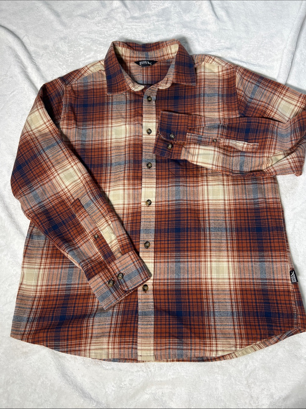 Eddie Bauer Flannel Button Up Shirt Mens L Long Sleeve Plaid Pocket